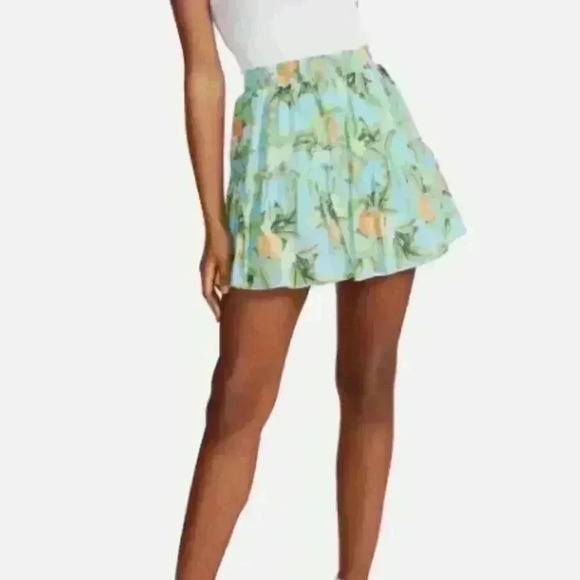 BB DAKOTA STEVE MADDEN juicy lemon print elastic waist pull on tiered mini skirt - Picture 1 of 6